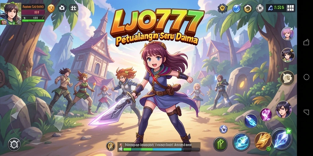 Tampilan gameplay seru LJO777 dengan karakter anime menarik.
