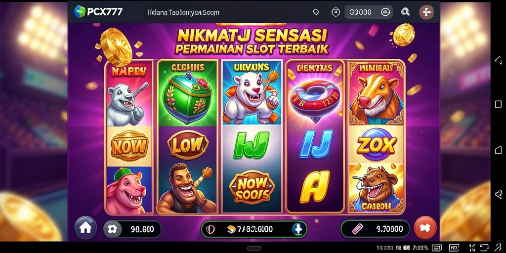 Tampilan gameplay seru di PCX777 dengan berbagai mesin slot menarik.
