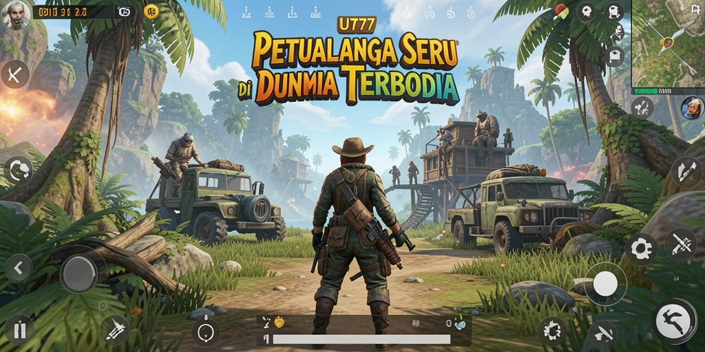 Tangkapan layar utama UT77 menampilkan eksplorasi epik di dunia terbuka.