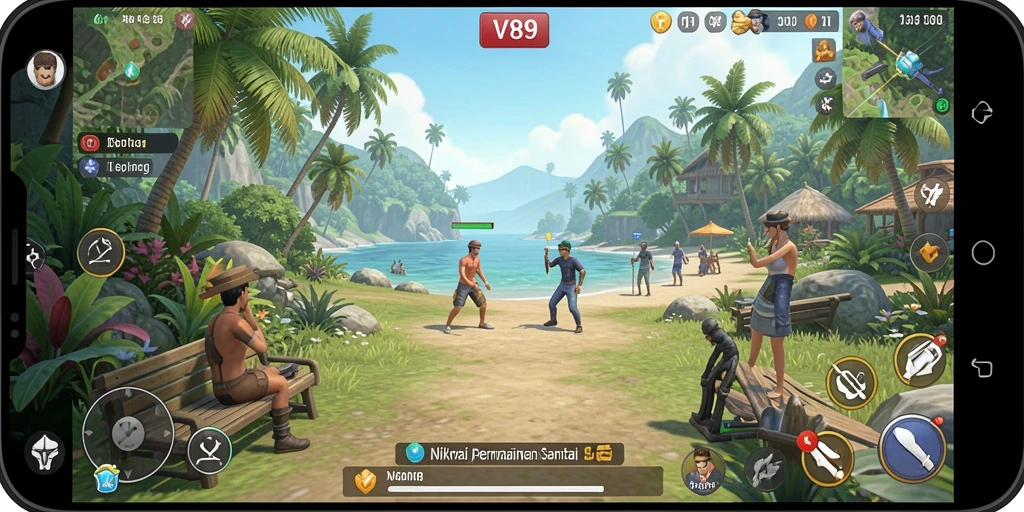 Screenshot gameplay V89 yang menampilkan aksi seru dalam permainan Casual.