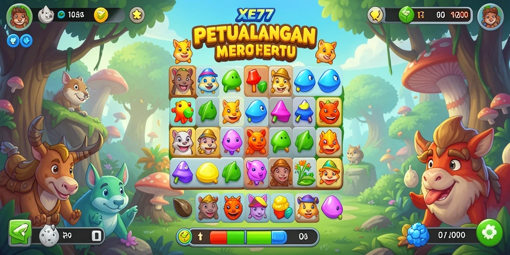 Tampilan gameplay seru dari XE77 dengan tantangan Match-3 yang menarik.